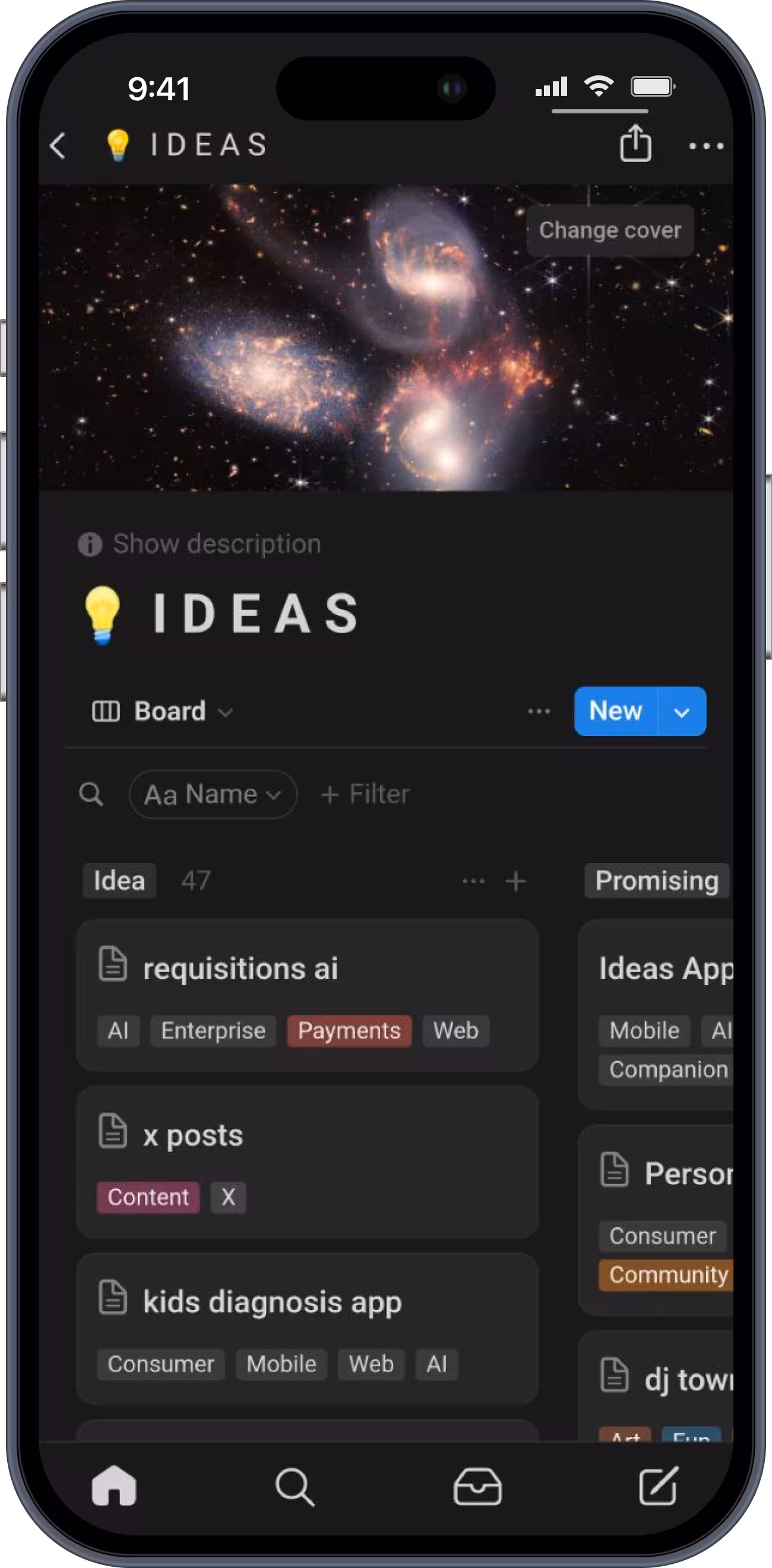 IDEAS App front page